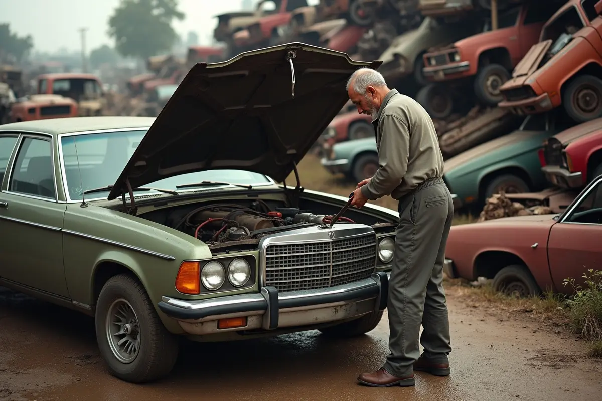 car mechanic repair good car in salvage yards