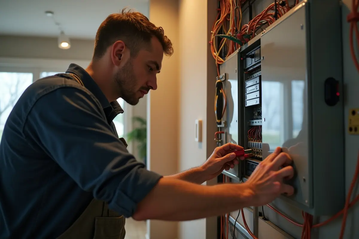 electrician completing electrical installation efficiently to save homeowner time